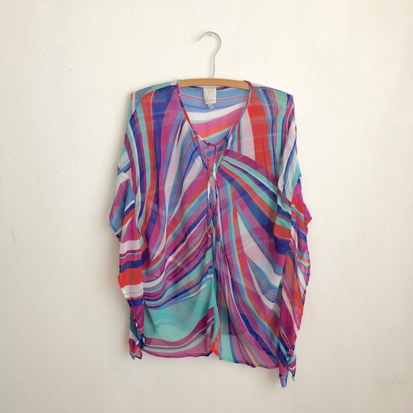 Ella moss blouse colorful rainbow prints small - Picture 1 of 4